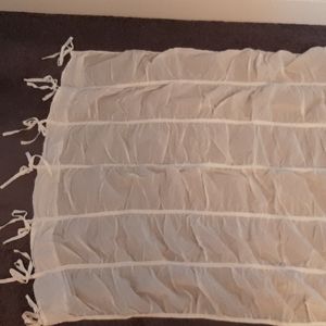 Set of 2 - 58" tie top PB Teen ruched white curtains